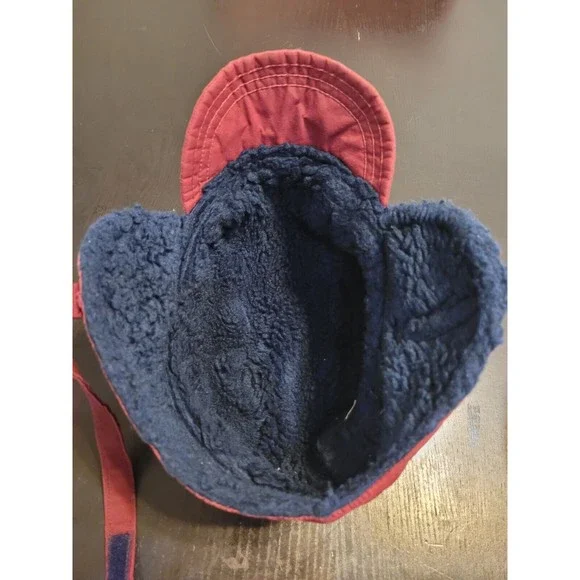 Vintage REI GORE TEX Trapper Hat Hunters Cap Sherpa Lining Red Maroon Navy Blue - Picture 5 of 7